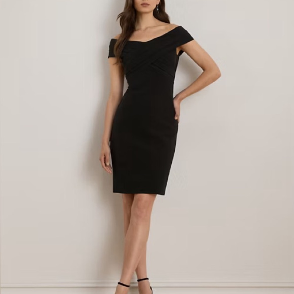 NWT Ralph Lauren Crepe Off-Shoulder Cocktail Dress
